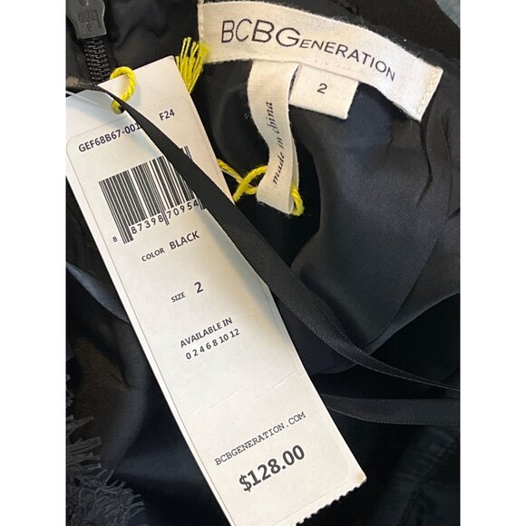 BCBGeneration Black Lace Pleated Halter Mini Dress XS NWT - Picture 8 of 9
